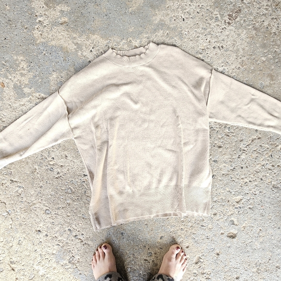 Chic Beige Women's Crew Neck Sweater - Picture 1 of 3